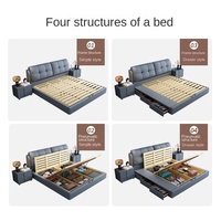 Lit simple moderne, tête de lit double, ensemble de meubles de chambre à coucher, lit king-size, lit queen-size, luxe léger, rangement, cadre en bois massif, haute qualité