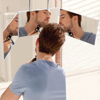Miroir de coiffeur portable 360°, miroir à 3 voies, miroir de coupe de cheveux pliable, miroir de maquillage avec crochets télescopiques réglables en hauteur