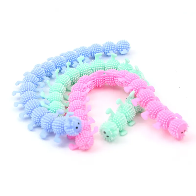 Amazon Hot Selling TPR Squeeze Simulation Toys Stretchy String Sensory Play Fuzzy Worm Noodles Play Toy