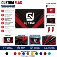 Drapeaux et bannières personnalisés 3x5 pieds double face, impression numérique, anti-plis, avec mât en aluminium, designs ODM, tout logo, promotion extérieure