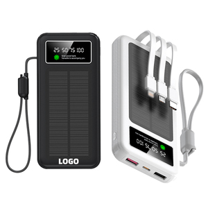 Banco de Energía Solar Portátil con Pantalla Digital, 10000mAh, PD 22.5W, Entrada USB Tipo-C, Linternas Integradas y 3 Cables - Product Image 1