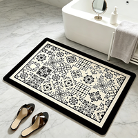 Tapis de bain en diatomite à séchage rapide, absorbant, antidérapant, tapis de sol de salle de bain à rayures géométriques, tapis de douche