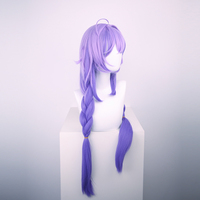 Wig Rambut Sintetis Tahan Panas Warna Biru Ungu Muda Model Gelombang Kecil Panjang Bailu Honkai Star Rail untuk Cosplay