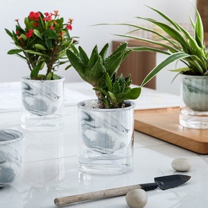 Hiện Đại Rõ Ràng Thủy Tinh Và Đá Cẩm Thạch Gốm Lười Biếng Người Lọ Hoa Tự Tưới Nước Thủy Canh Trồng Chậu Hoa - Product Image 4