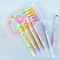 Lot de 6 surligneurs fluorescents double pointe multicolores pour carnet de notes, marqueurs double tête pour le soulignement des points clés, pour usage scolaire