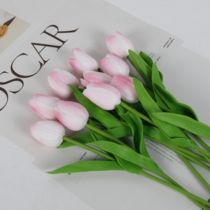 Fabbrica all'ingrosso rosa chiaro tulipano fiore artificiale 35cm vero tocco PU fatto a mano di buona qualità laurea festa della mamma del nuovo anno - Product Image 3