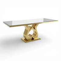 Table d'appoint de luxe en verre et acier inoxydable pour décoration de mariage et événements