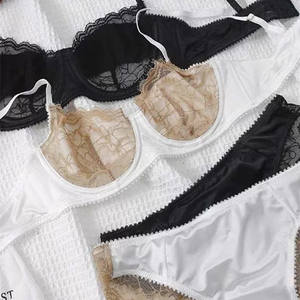 Ensemble soutien-gorge et culotte sexy en dentelle fantaisie avec imprimé photos de filles sexy en nylon - Product Image 5