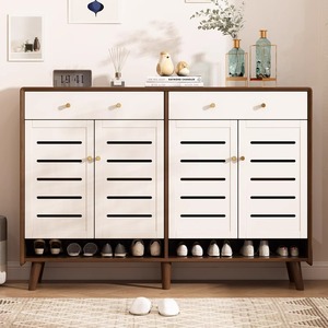 Nordic Style Solid Wood <b>Shoe</b> Cabinet With Dustproof Design Entryway <b>Storage</b> For Home Use - Product Image 2