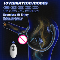 Masseur de prostate télécommandé, double anneau de stimulation, sac testiculaire, masturbateur masculin, plug anal verrouillable, jouets sexuels pour l'exportation transfrontalière en Chine
