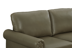 Modern Chesterfield High-End Square Convertible Living Room <b>Sofa</b> Set with Faux Leather Memory Foam and Wood <b>Legs</b> - Product Image 2