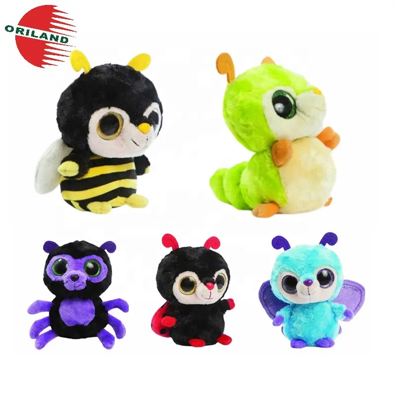 Bee lucu mewah dengan mata besar mainan kupu-kupu 5 warna spider 10cm boneka hewan serangga set untuk anak-anak