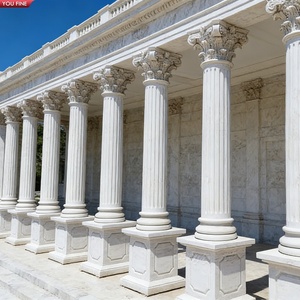Colonnes romaines corinthiennes en marbre blanc sculptées à <span class=keywords><strong>la</strong></span> main YOUFINE, décoration classique pour villas et maisons de luxe - Product Image 4
