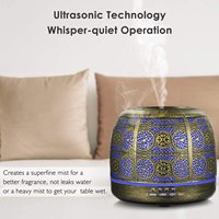 Humidificateur à ultrasons vintage en métal électrique de 500 ml, brume fraîche, écologique, lumière LED de nuit à 7 couleurs, aromathérapie, huiles essentielles