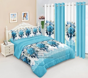 Nhà Máy 8Pcs Vua Kích Thước Comforter Bộ Bộ Đồ Giường Với Được Trang Bị Tấm Sang Trọng Bông Duvet Bộ Đồ Giường Đặt Với Rèm Cửa - Product Image 5