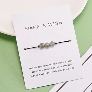 Pulsera Ajustable Trenzada con Cuentas de Piedras Preciosas de Lujo de 6 mm, Pulsera de la Amistad para Pedir un Deseo - Product Image 3