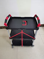 Chariot de service industriel portable pliable à 3 niveaux, durable, à quatre roues, avec poignée, polyvalent, pour cuisine et bureau, plateforme en plastique, OEM
