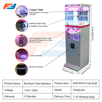 Mini machine à griffes commerciale pour arcade, grue à monnayeur avec structure métallique, garantie 1 an, support en anglais