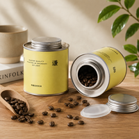 Boîte à thé et café en fer blanc de haute qualité, ronde, finition mate, avec logo personnalisé, double couvercle hermétique, sans danger pour les aliments, 12 oz