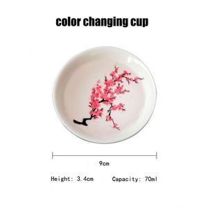 Taza mágica de Sakura con cambio de Color a temperatura fría, exhibición de flores, taza de Sake, taza de té de Kung Fu de cerámica, tazón de té - Product Image 6