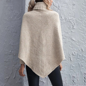 Vintage Asymétrique Ourlet <span class=keywords><strong>Col</strong></span> <span class=keywords><strong>Roulé</strong></span> <span class=keywords><strong>Pull</strong></span> Poncho Plaine Femmes de Chandails À <span class=keywords><strong>Col</strong></span> <span class=keywords><strong>Roulé</strong></span> - Product Image 2