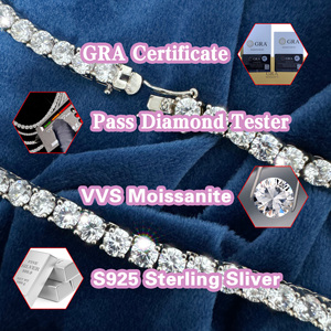 Chaîne de moissanite 5 mm, formes multiples, diamant VVS certifié GRA, collier en argent 925, chaîne <span class=keywords><strong>tennis</strong></span> en moissanite sertie de pierres - Product Image 4