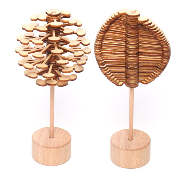 Montessori Wooden Helicone Magic Wand Stress Relief Spin lollipop toy Creative Art Decoration Used in Home