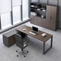 Ensemble de chaises de bureau commerciales modernes de luxe, en PVC, avec plateau supérieur en bois, tiroir utilitaire, quincaillerie de haute qualité - Bureau de direction pour PDG