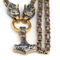 Venta al por mayor de acero inoxidable para hombre joyería Punk colgante Thor martillo Mjolnir Collar para hombres
