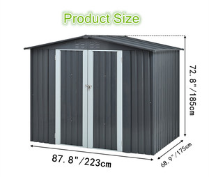 Abri de jardin en métal de grande taille de style européen avec structure de cadre mise à jour, <span class=keywords><strong>terrasse</strong></span> de jardin arrière, pelouse avec portes verrouillables - Product Image 6