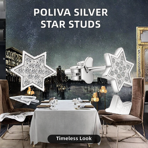 <span class=keywords><strong>POLIVA</strong></span> Online Jewelry Shop's Elegant 925 Sterling Silver David Star Stud Pendientes Joyería religiosa Chapado en oro Hope Jews - Product Image 3