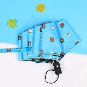 Wholesale Modern Plastic 3-<b>Folding</b> UV Protection Automatic <b>Folding</b> Umbrella Cartoon Bear 8 Ribs Iron Shaft 95Cm Promotional Logo - Product Image 6