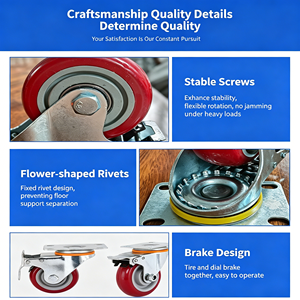 Silent Running Twin <b>Wheel</b> Caster 38mm Premium Pu Hollow Rivet With Total Lock Brake For Kitchen Island Heavy Duty - Product Image 6