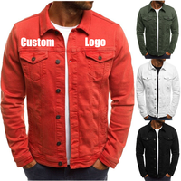 Haute qualité couleur unie grande taille hommes Denim coton jean veste hommes mince veste pour l'automne et l'hiver