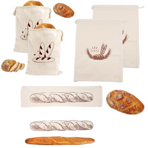 Sac fourre-tout réutilisable en toile écologique pour le pain fait maison, avec fermeture à bandoulière et longues poignées, marque XA - Product Image 1