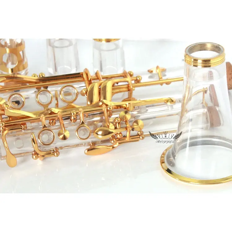 Muzikale Houtblazers Instrument Vergulde Sleutel 17 Toetsen Bb Tone Acryl Transparant Lichaam Klarinet