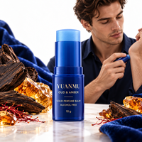 Baume de parfum solide Oud Ambre Marque Blanche Sans Alcool, Parfum de Poche avec Huile de Jojoba, Beurre de Karité et Vitamine E