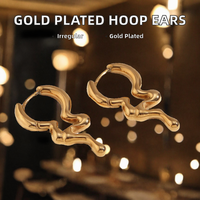 Gaovo Boucles d'oreilles créoles en acier inoxydable 316L plaqué or PVD 18K, épaisses, creuses, géométriques, bijoux d'oreille tendance pour femme