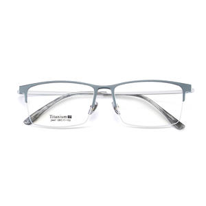 แว่นตาไทเทเนียมทรงสี่เหลี่ยมครึ่งกรอบ รุ่น 2447 58-17-152 น้ำหนักเบา เลนส์เรซิ่น กรอบสำหรับทุกเพศ - Product Image 1