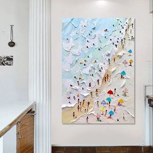 Il tramonto sul mare dipinto a mano Idea Canvas Large Handmade Wall Art strutturato Modern Home Decor pittura a olio - Product Image 3