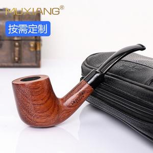Muxiang Wooden Smoking Pipe Bent Type 9mm Carbon Filter Handmade Tobacco Pipe For Personal Gift - Product Image 1