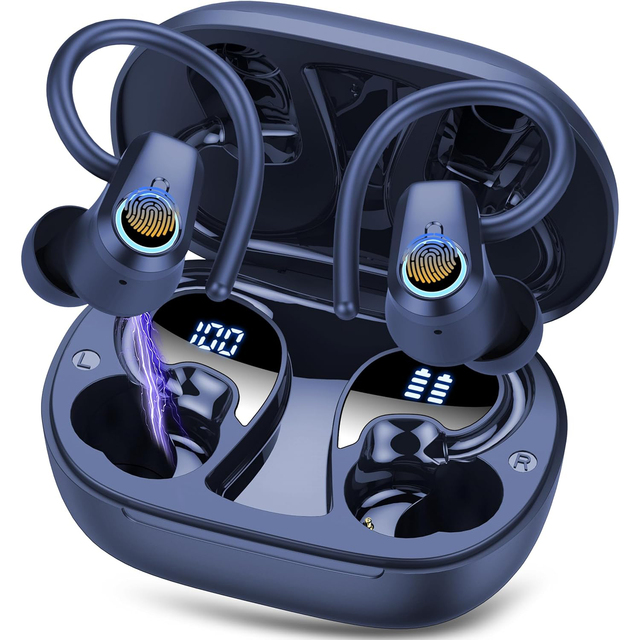 BT 5.3 Wireless Sports Earphones IPX4 Waterproof LED Digital Display Touch Control Ear-hook Headphones