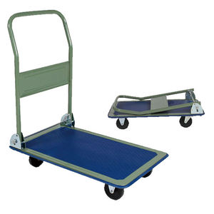Blue Foldable Plastic Platform <b>Trolley</b> With Steel Handle Four-Wheel Design - Product Image 5