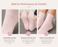 Chaussettes de yoga en coton respirant de haute qualité avec grip, chaussettes de Pilates à logo personnalisé, chaussettes de Pilates en coton avec grip pour femmes