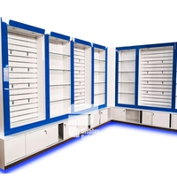 Vitrine de présentation de téléphones portables haut de gamme pour la vente au détail, comptoir de magasin de téléphonie mobile en MDF + alliage de titane + verre trempé, taille et couleur personnalisées