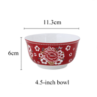 Service de vaisselle en céramique de haute qualité, peinture sous glaçure, style chinois, fleurs rouges, rond, assiette/bol/plat