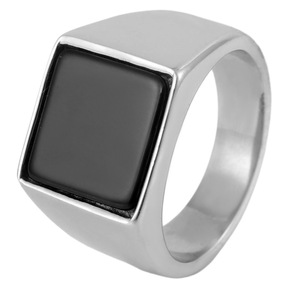 Yunnique – bague carrée en or pour hommes, avec incrustation noire, design géométrique, en acier inoxydable, style Punk, bijoux à la mode, cadeau - Product Image 5