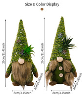 Gnome en peluche fait main en coton, style scandinave Tomte Nisse, avec bonnet tricoté, vert, elfe nordique, décoration de table pour la maison