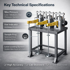 Equipamento de laboratório geotécnico para ensaio de consolidação de solos de alta precisão - Product Image 3