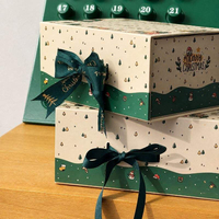 Caixa de Presente de Papel para o Natal, Calendário do Advento em Papel Artístico com Tampa Numerada de 1 a 24 para Compradores Atacadistas de Lojas de Varejo de Fim de Ano
